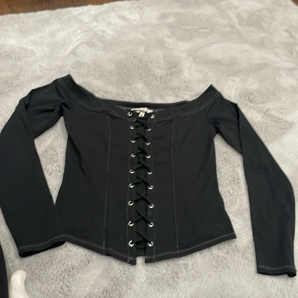Black express medium off shoulder top